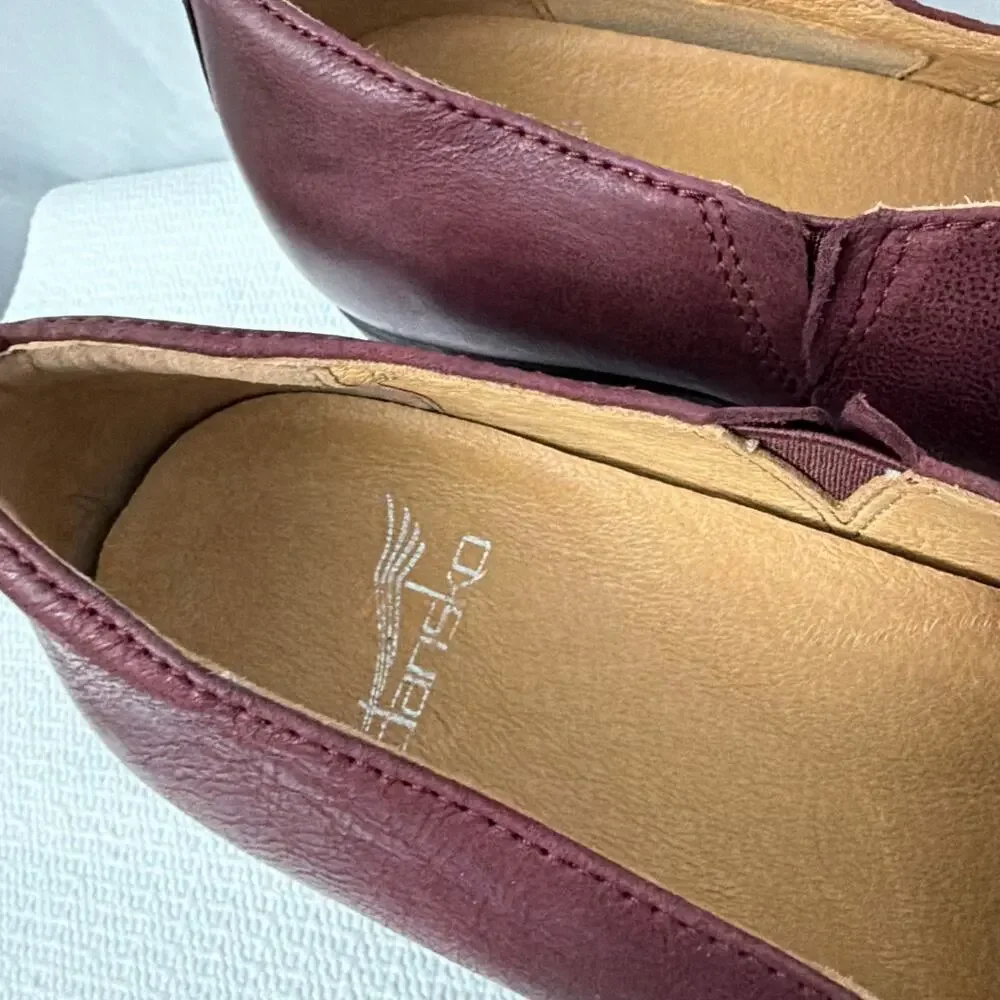 Dansko Shoes Womens Size 9 Camdyn Wine Red Leather Slip On Block Heels 39